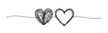 Banner with two tangled scribble hearts Royalty Free Stock Photo