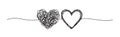 Banner with two tangled scribble hearts Royalty Free Stock Photo