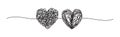 Banner with two tangled scribble hearts Royalty Free Stock Photo