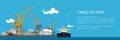 Banner with Tanker in a Cargo Seaport Royalty Free Stock Photo