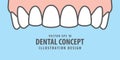 Banner Upper healthy teeth illustration vector on blue background. Dental concept.