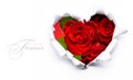 Banner Valentine Day red roses and paper heart