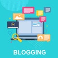 Banner Vector Blogging. Laptop Message Come