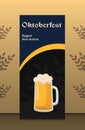 Banner vertical oktoberfest on dark background with beer barley vector for alcohol pub