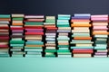 Banner vibrant columns of colored books flanking the sides attractively Royalty Free Stock Photo