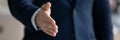 Banner view of businessman stretch hand for handshake Royalty Free Stock Photo