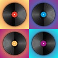 Banner of vinyl player records in pop art style