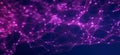 Banner with violet-pink abstract background with a network grid and particles connected. Sci-fi digital technology with