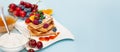 Banner waffles with fruit Royalty Free Stock Photo