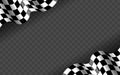 Banner with waving checkered flag along the edges on a transparent background. Vector illustration Royalty Free Stock Photo