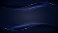 Banner web template abstract blue and golden wave curved lines overlapping layer design on dark blue background luxury style Royalty Free Stock Photo