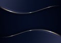 Banner web template abstract blue and golden wave curved lines overlapping layer design on dark blue background luxury style Royalty Free Stock Photo