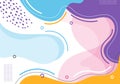 Banner web template abstract hand drawn pink, blue, yellow, purple color organic fluid shape with circle line pattern on white Royalty Free Stock Photo