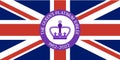 Banner for website with The Queens Platinum Jubilee icon. 70th anniversary throne celebration in England. Bunting purple
