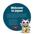 Banner Welcome to Japan Maneki Neko lucky ca Royalty Free Stock Photo