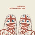 Banner with white sneakers and words Made in UK Royalty Free Stock Photo