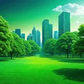 banner wide picture of green space in urban