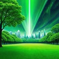 banner wide picture of green space in urban