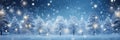 Banner with winter landscape, trees in snow, lights and bokeh. Merry Xmas Card. Winter Snow Background Royalty Free Stock Photo