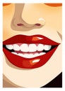 poster woman teeth lipstick red toothpaste illustration lip element pop fashion. Generative AI.