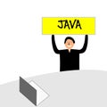 Banner with the words `java`language.