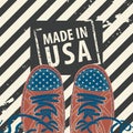 Banner with words Made in USA and sneakers Royalty Free Stock Photo