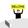 Banner with the words `welcome` language.