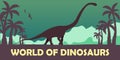 Banner World of dinosaurs. Prehistoric world. Diplodocus. Jurassic period. Royalty Free Stock Photo