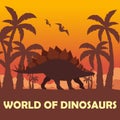 Banner World of dinosaurs. Prehistoric world. Stegosaurus. Jurassic period. Royalty Free Stock Photo