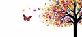 Banner for World Mental Health Day. Mockup. Butterfly tree. Illustration of tree with colorful butterflies instead of Royalty Free Stock Photo