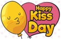 Cute Balloon Smooching you in Kiss Day Celebration, Vector Illustration