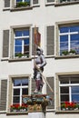 Banneret Fountain, Knight with City's Flag Royalty Free Stock Photo