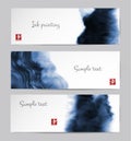 Banners with abstract blue ink wash painting in East Asian style. Traditional Japanese ink painting sumi-e. Contains Royalty Free Stock Photo