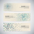 Banners with abstract colorful random geometric background