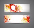 Banners of abstract spray paint.