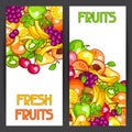 Banners design with stylized fresh ripe fruits