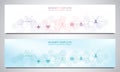 Banners design template for healthcare and medical decoration with flat icons and symbols. Science, medicine and