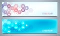 Banners design template for healthcare and medical decoration with flat icons and symbols. Science, medicine and