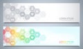 Banners design template for healthcare and medical decoration with flat icons and symbols. Science, medicine and