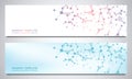 Banners design template with molecular structures and neural network. Abstract molecules and genetic engineering Royalty Free Stock Photo