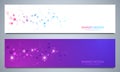 Banners design template with molecular structures and neural network. Abstract molecules and genetic engineering Royalty Free Stock Photo