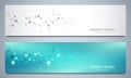 Banners design template with molecular structures and neural network. Abstract molecules and genetic engineering Royalty Free Stock Photo