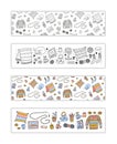 Banners with doodle hygge icons. Royalty Free Stock Photo