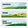 Banners of farming, greenhouse, green technologies