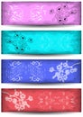 Banners with floral branch and ornament Royalty Free Stock Photo