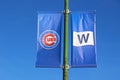 Banners Fly at Wrigley Field, Chicago after Cubs World Series Win Royalty Free Stock Photo