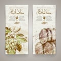 Banners with hand drawn grapes and casks
