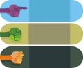 Banners with hands of different gestures in vector
