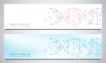 Banners and headers for site with DNA strand and molecular structure. Genetic engineering or laboratory research