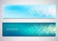 Banners and headers for site with DNA strand and molecular structure. Genetic engineering or laboratory research